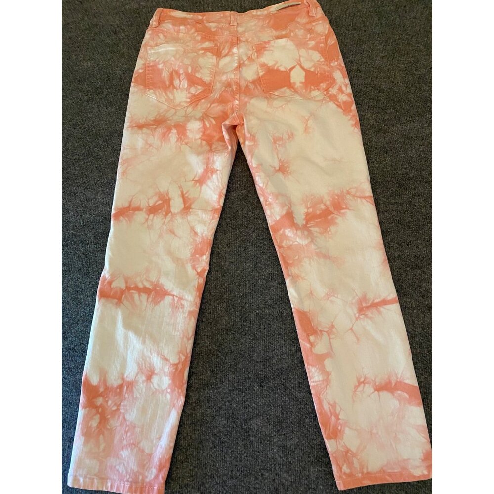 Soft Surroundings Ultimate Tie-Dye Ankle Jeans Womens 8 White/Pink Skinny‎ Denim - Picture 5 of 9